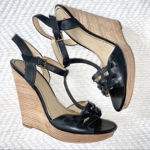 BP T-Sandal Basket Weave Stacked Heel Black 9.5 - Picture 8 of 16